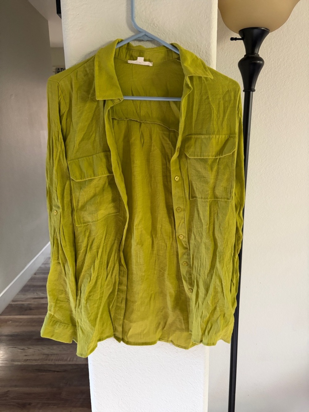 Lightweight Olive Green woman’s Button-Up Shirt